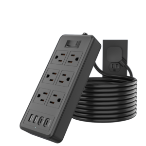 17W USB Power Strip with 6 AC Outlets