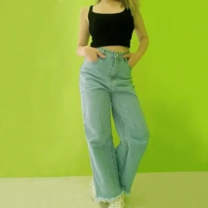 Mom Jeans High Waist Baggy Jeans for Woman Wide Leg Denim Pants High Waist Retro Tattered Jeans