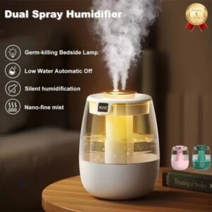 Ultrasonic Humidifier 1350ml with Dual Mist & Night Light - Quiet Humidifier for Bedroom Home Office
