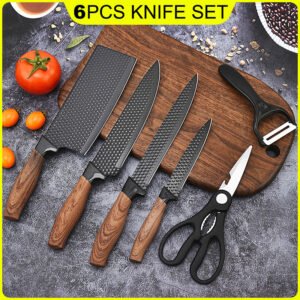 Knife Set 6 Piece Knife Set Nonstick Coated High Quality Kitchen Knife and chopping board