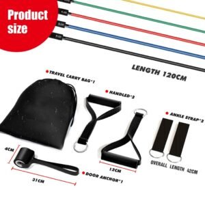 11 Pcs Resistance Band Set 100 lb – Full-Body Workout, Yoga, and Muscle Training