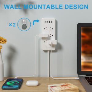 17W USB Power Strip with 6 AC Outlets