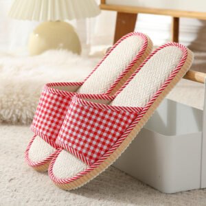 Indoor Cotton Linen Flat Slippers