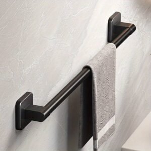 1pc of Contemporary Black Aluminum Metal Towel Bar Rack