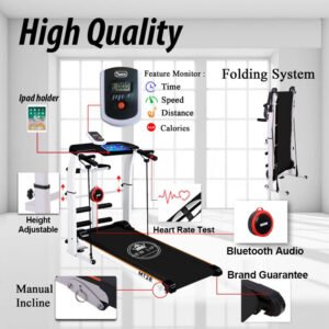 【TOP】Yeesall Treadmill with HeartRate Test Walking Pad 16°Slope Adjust Bluetooth Foldable Treadmill