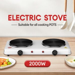 KASA 2000W Electric Stove Double Burner Hot Plate Electric Cooker Inverter 5 Gears Adjustable